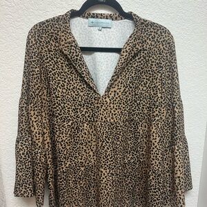 Tuckernuck Tan and Black Leopard Print Blouse